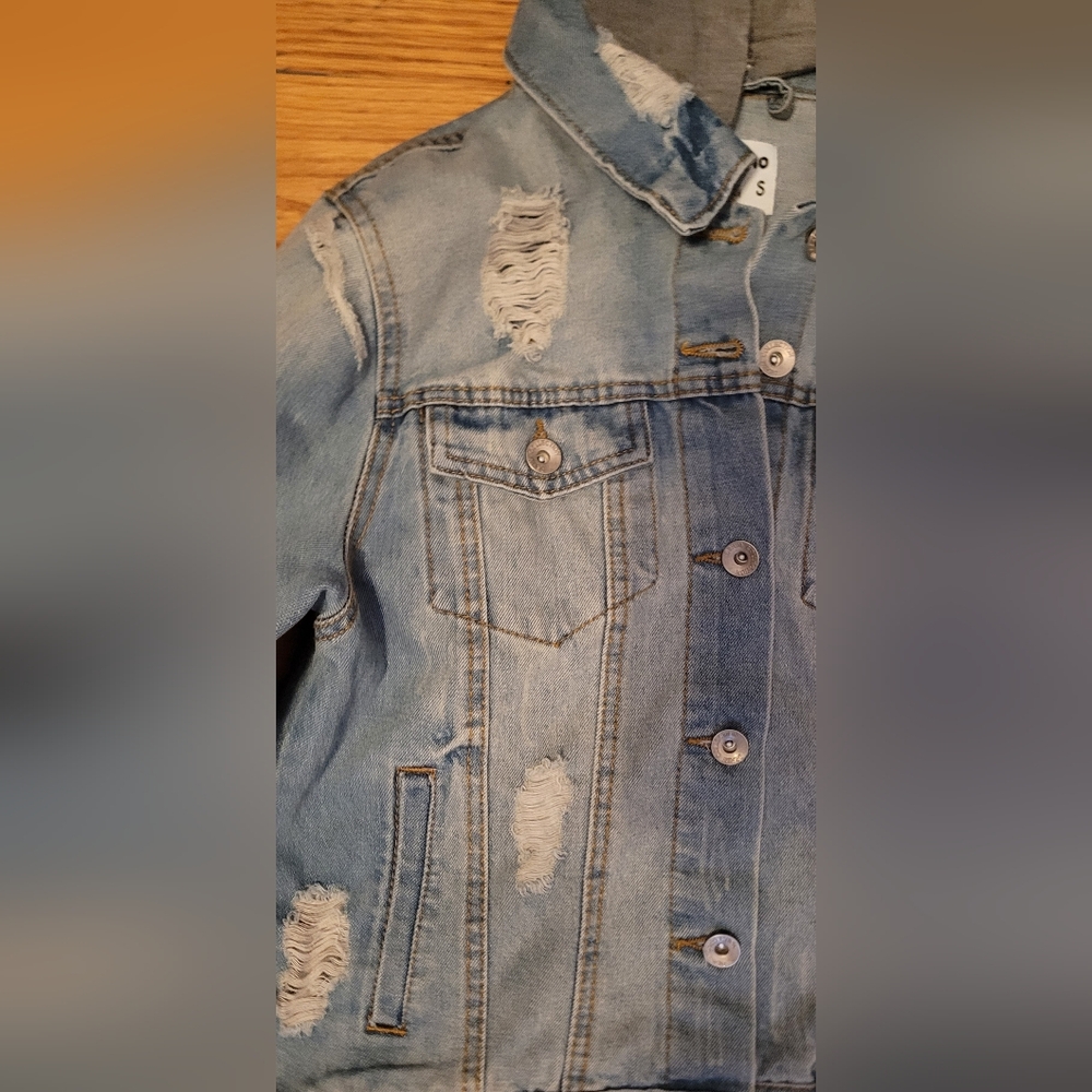 Ci Sono Denim Blue Jean Removable Hood Jacket- NEW with Tags!! Size: SMALL - Picture 13 of 15